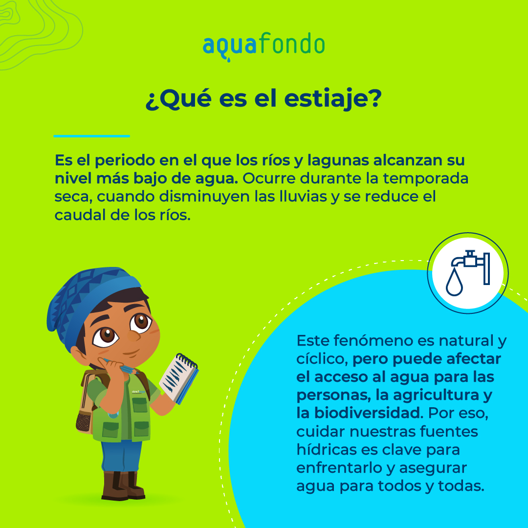 💧 El estiaje es el momento en que los ríos bajan su caudal.

🌱 Aunque es natural y cíclico, puede afectar a las personas, la agricultura y la biodiversidad.

🤝 Cuidar nuestras fuentes y usar el agua responsablemente es la clave para que nunca falte. 💙

#JuntosPorElAgua