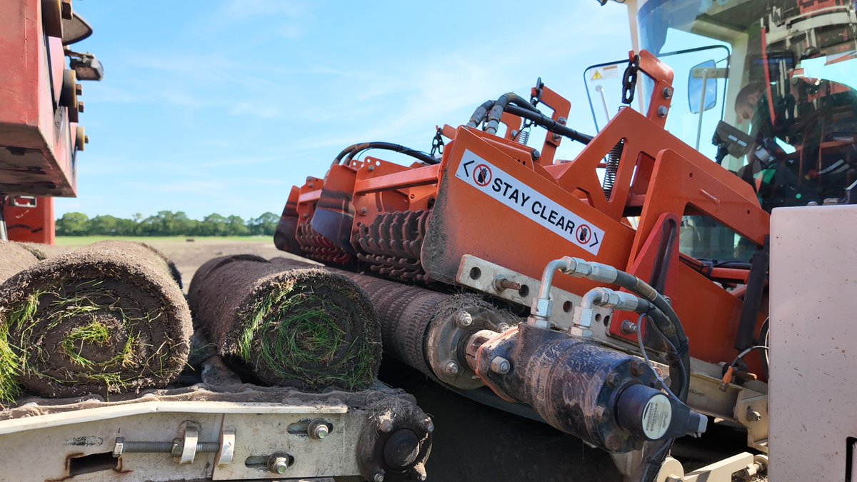 Our Regal grade of turf being harvested freshly today with our Trebro Autostack harvester  🌱.

 #TurfManagement #TurfHarvest #TrebroAutostack #Landscaping #FreshTurf