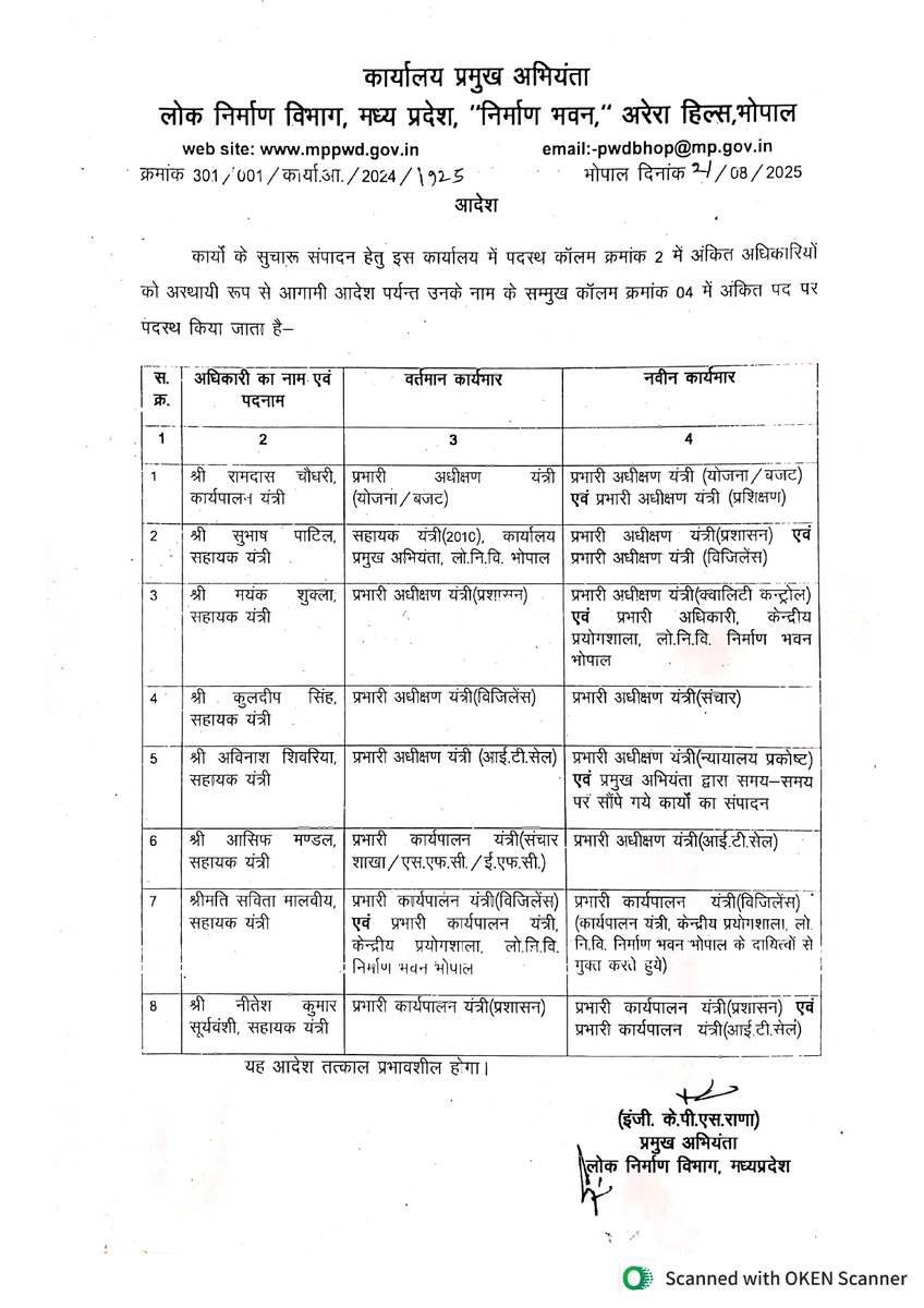 BansalNews_'s tweet photo. MP PWD Transfer List : पीडब्ल्यूडी के ईएनसी ऑफिस में फेरबदल, कई SE और EE की कुर्सी बदली
#MPPWD #TransferList #PWDNews #MadhyaPradesh #SE #EE #GovernmentOrder #PWDTransfer #BhopalNews #BreakingNews @pwdminmp https://t.co/2lufPSYXZ5