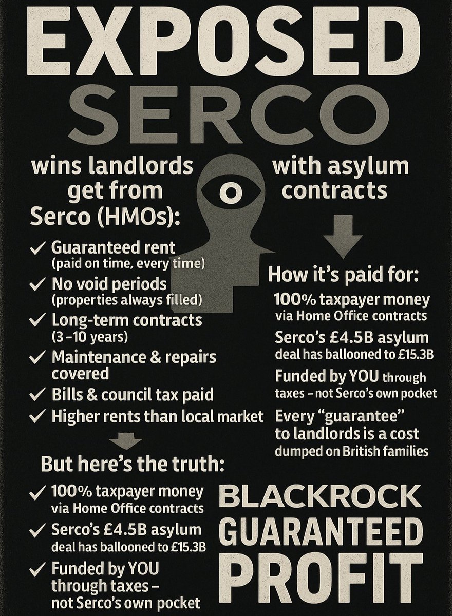SK (@skbytes) on Twitter photo <a href="/Migrant_Auditor/">Migrant Hotel Manager</a> 🚨 EXPOSED: BlackRock’s grip on Britain through SERCO 🚨
What SERCO promises landlords (with YOUR money):
🏠 Guaranteed rent – paid on time, every time
🏠 No voids – migrants keep the rooms full
🏠 10-year contracts – iron-clad, taxpayer-backed
🏠 Repairs, bills, council tax <a href="/Migrant_Auditor/">Migrant Hotel Manager</a> 🚨 EXPOSED: BlackRock’s grip on Britain through SERCO 🚨
What SERCO promises landlords (with YOUR money):
🏠 Guaranteed rent – paid on time, every time
🏠 No voids – migrants keep the rooms full
🏠 10-year contracts – iron-clad, taxpayer-backed
🏠 Repairs, bills, council tax