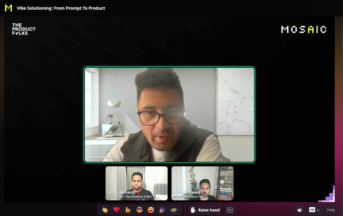 titaniumals's tweet image. Day 2 at @TheProductfolks #Mosaic Buildathon with @RahulRamkumar on #VibeCodingThursday 

Some takeaways :

1) Why we are building?
     What are we building?

2) Need more Product practitioners 4 product adoption.

3)Go use anything, any tool rather than just assimilating knwldg