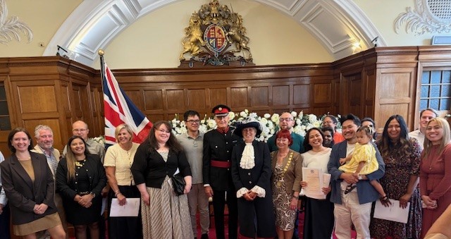 Mr Edward Allen, Vice Lord-Lieutenant:  Yesterday, I attended a Citizenship Ceremony at The Guildhall, Bath.    22 recipients of their British Citizenship from 12 different countries, along with families and friends attended the occasion.  It was a delight to meet them!