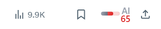 aimeterai's tweet photo. @thejustinwelsh 65% AI generated content... i guess that's the new meta https://t.co/f2lslIZWlk