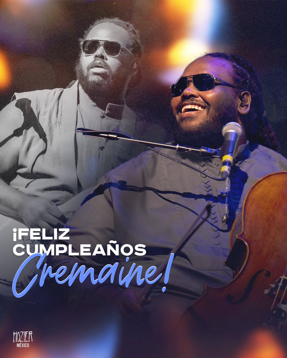 HozierMexico's tweet photo. Happy birthday to the ½ of the giggle at the funeral @thatcelloguy15! 🥳

Thank you so much for sharing your joy and talent with us  💙💫

#hozier #hozierband #cremainebooker https://t.co/qV2oU6Yd1H