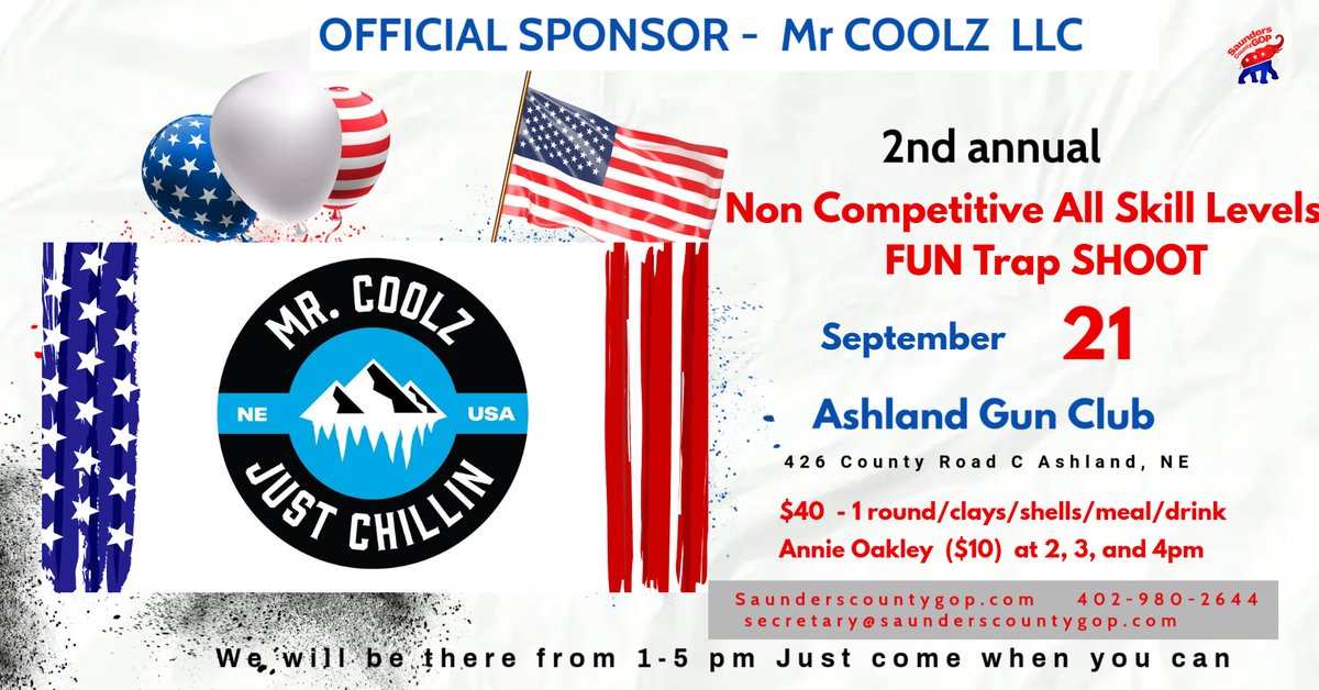 2nd Annual fun trap shoot is only 30 days away. Huge thanks to "Mr Coolz " for your support and event sponsorship!!