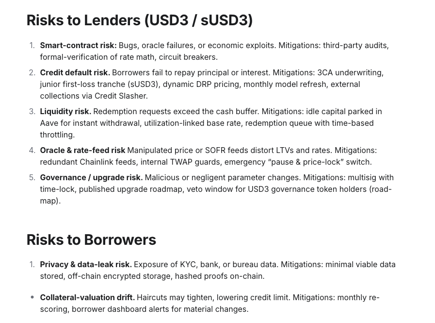 Overall risks in the 3Jane protocol