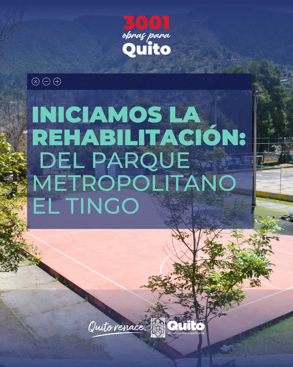 zona_loschillos's tweet photo. ✅ #ObrasLosChillos | Rehabilitamos  del Parque Metropolitano El Tingo 🎉.
43.390 m² que pronto volverá a llenarse de vida, deporte y recreación para miles de familias de Los Chillos.

🔴inversión de $1.1 millones Aprox.

💚 ¡La ruralidad florece con obras!

#QuitoRenace https://t.co/JLqP1bfzEH