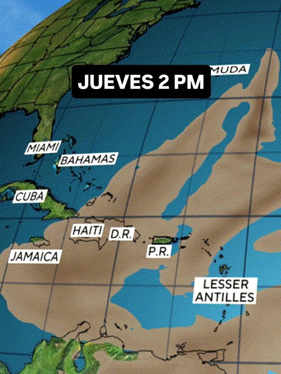 JeanSuriel's tweet photo. 🔴🔴TOMEN NOTA | Desde la semana pasada ha iniciado en República Dominicana el período de temperaturas más extremas del año: dos meses con calor sofocante en todo el país, extendiéndose hasta finales de octubre; luego, el calor moderado seguirá hasta mitad de noviembre durante el período diurno.

🔴Hoy nos encontramos bajo la influencia de la nube de polvo del Sahara número 15: el calor sofocante aumentará entre 11 AM y 4 PM de manera significativa, colocando la sensación térmica entre 40°C y 45°C.

🔴Además, los vientos muy húmedos procedentes desde el Mar Caribe incrementarán las temperaturas calientes, típicas de verano en nuestra región.

🔴Los procesos alérgicos se tornarán más significativos en las próximas 24 horas, ya que las partículas africanas permanecerán hasta mañana viernes en la tarde.

Sigue ⬇️