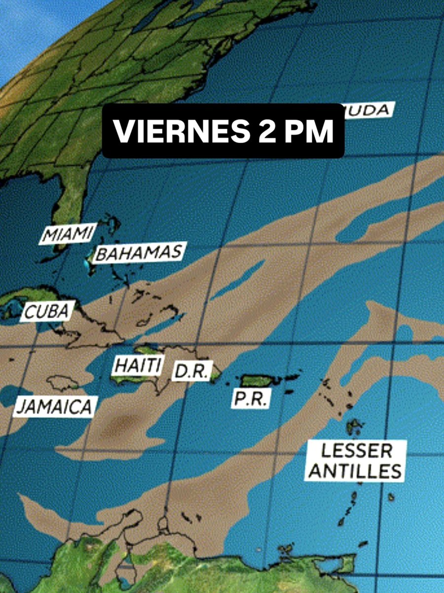 JeanSuriel's tweet photo. 🔴🔴TOMEN NOTA | Desde la semana pasada ha iniciado en República Dominicana el período de temperaturas más extremas del año: dos meses con calor sofocante en todo el país, extendiéndose hasta finales de octubre; luego, el calor moderado seguirá hasta mitad de noviembre durante el período diurno.

🔴Hoy nos encontramos bajo la influencia de la nube de polvo del Sahara número 15: el calor sofocante aumentará entre 11 AM y 4 PM de manera significativa, colocando la sensación térmica entre 40°C y 45°C.

🔴Además, los vientos muy húmedos procedentes desde el Mar Caribe incrementarán las temperaturas calientes, típicas de verano en nuestra región.

🔴Los procesos alérgicos se tornarán más significativos en las próximas 24 horas, ya que las partículas africanas permanecerán hasta mañana viernes en la tarde.

Sigue ⬇️