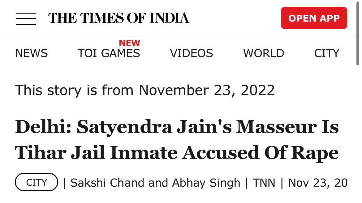 Satyendra Jain was jailed in money laundering case.

He has recently been acquitted in irregular hiring in PWD. 

Both are different. ₹2 per day IT cell majdoor will never tell you this. 🙏