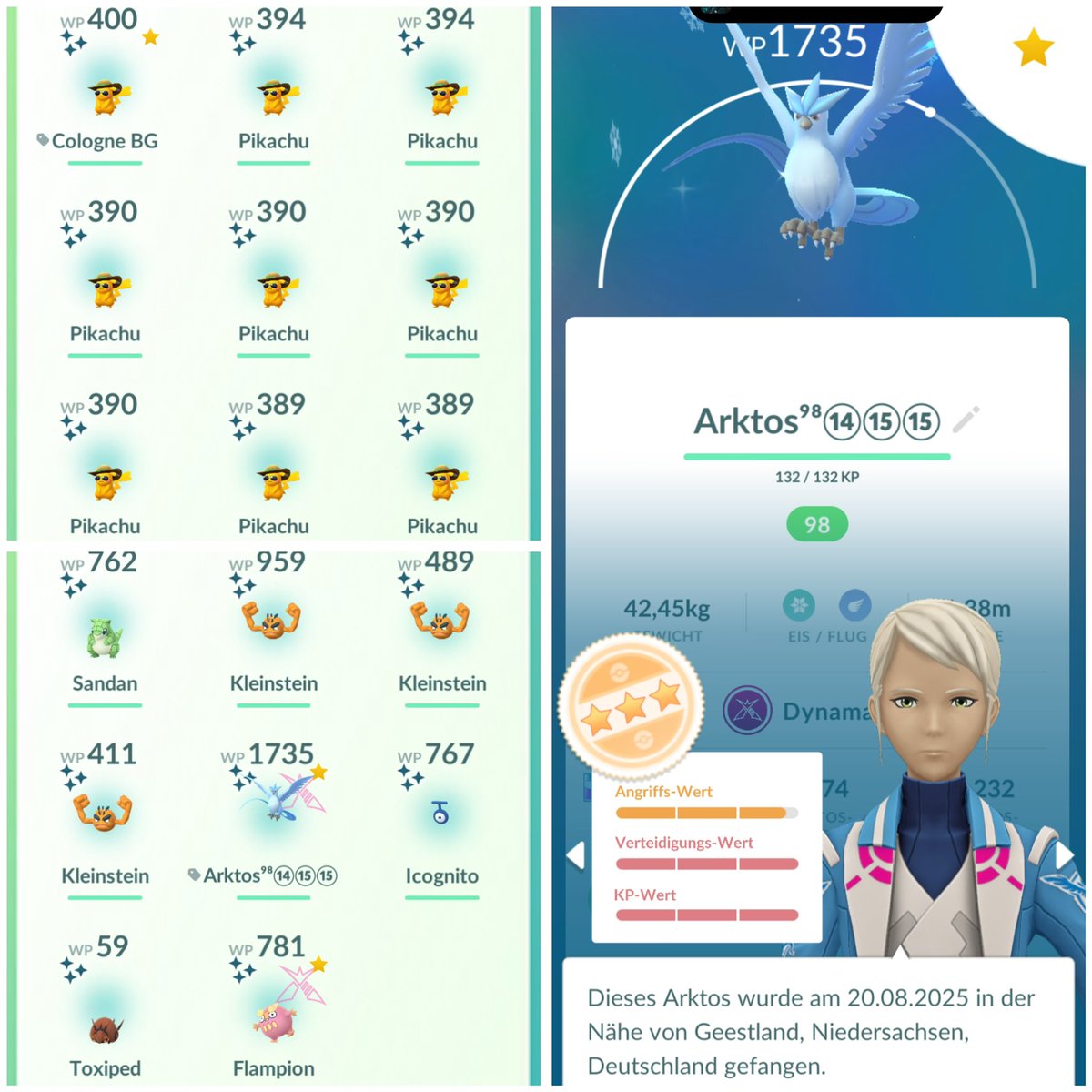 Played Roadtrip in Cologne today with <a href="/SchuerriPoGo/">00Schuerri88</a> 😊 and got 17 shinies with bg.✨ Thanks to <a href="/NuralkarTV/">Nuralkar</a> for the almost Shundo Articuno yesterday✌️