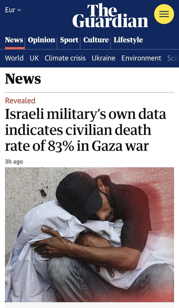 Les propres données de l'armée israélienne indiquent un taux de mortalité civile de 83 % dans la guerre de #Gaza !!!
#Israel #GazaGenocide #CNews #BFMTV #LCI #FranceInfo #HDProsETE #France2 #TF1