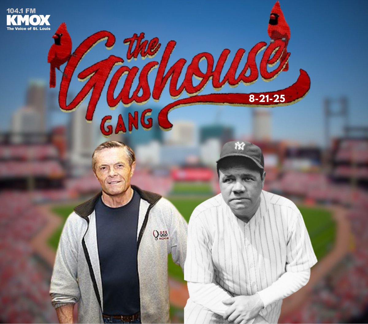 KMOX Sports (@kmoxsports) on Twitter photo Today on The Gashouse Gang with <a href="/ChrisRongey/">Chris Rongey</a> and @B_Miklasz:
-Cardinals win series vs Marlins, face Rays tonight
-Babe Ruth's grandson, Tom Stevens, on Babe's career vs St. Louis at 12:30
-What silver linings do you look for in the remainder of the season?
🔊KMOX 104.1 FM, 1120 Today on The Gashouse Gang with <a href="/ChrisRongey/">Chris Rongey</a> and @B_Miklasz:
-Cardinals win series vs Marlins, face Rays tonight
-Babe Ruth's grandson, Tom Stevens, on Babe's career vs St. Louis at 12:30
-What silver linings do you look for in the remainder of the season?
🔊KMOX 104.1 FM, 1120