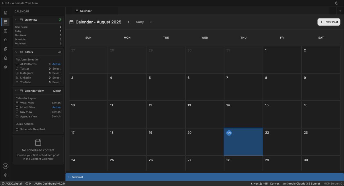 SimonSmatty's tweet photo. #AURA 
Social Content Broadcasting is getting a new look! Our UX design ensures your content is visible at the right cadence at any volume. We've now implemented the File-Manager, Content Calendar, Agents, and Extensions.

#Agentic #Martech #BuildInPublic #ContentCalendar https://t.co/DzP0LzBokF