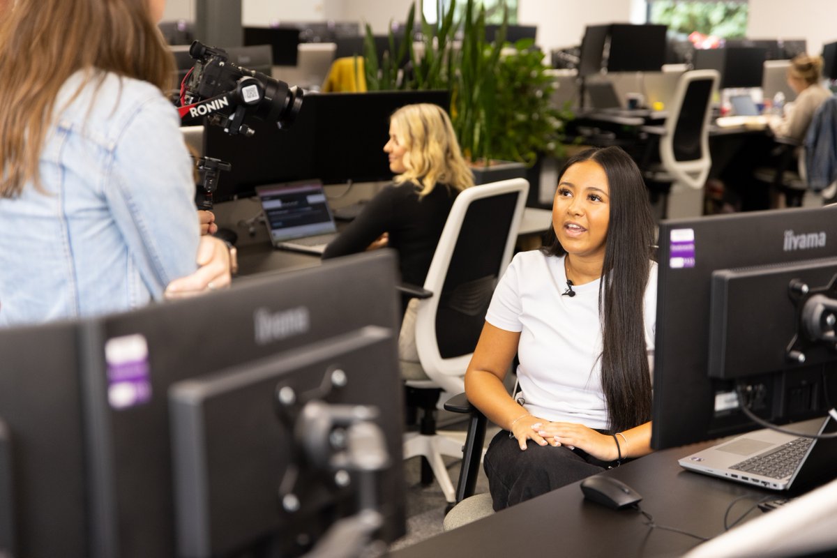 Ideagen_'s tweet photo. Exciting day at Ideagen HQ! @branwenjeffreys and BBC News joined us as part of their #GCSEResultsDay coverage to chat with some of our amazing apprentices and Chief People Officer, Louise Tommasi, about how #apprenticeships are driving real impact across the business. https://t.co/rKRyK0Bo19