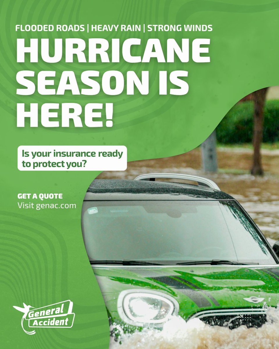genacc's tweet image. Hurricane season is here…but don’t wait for the warning. Protect what matters! Visit genac.com and get insured.

#CarInsurance #ContentsInsurance #PropertyInsurance  #TravelInsurance #Insurance #GenAcJA #Jamaica #HurricaneSeason #FutureProofingTomorrow