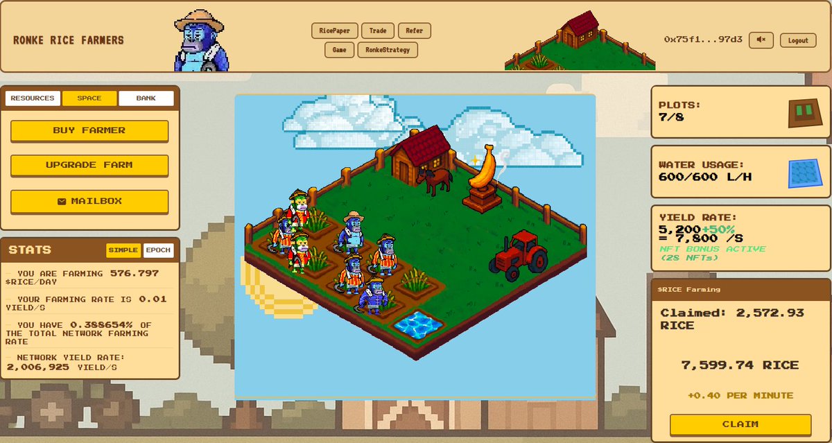 OppaBosss's tweet photo. Showing my @RiceFarmerRonke farm. 🙃
Wish we could change the skin of our farmer to the skins of our @RonkeOnRon PFP's. ☺️

#ronke #ronkeverse https://t.co/MDFhKJFSgB