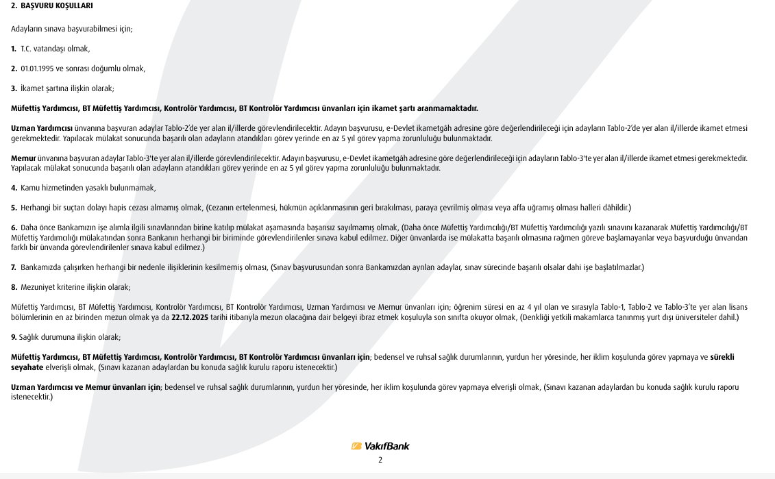 Sayın <a href="/VakifBank/">VakıfBank</a> <a href="/VakifBankDestek/">VakıfBank Destek</a>  yetkilileri 30 yaşında ve daha küçük müfettiş ve müfettiş yardımcısı, memur vs bulursanız bravo. Ama yapılan başvuru ve sınav sonuçları sınavı kazananları şeffaf paylaşın olur mu? #vakifbank #şeffaflık