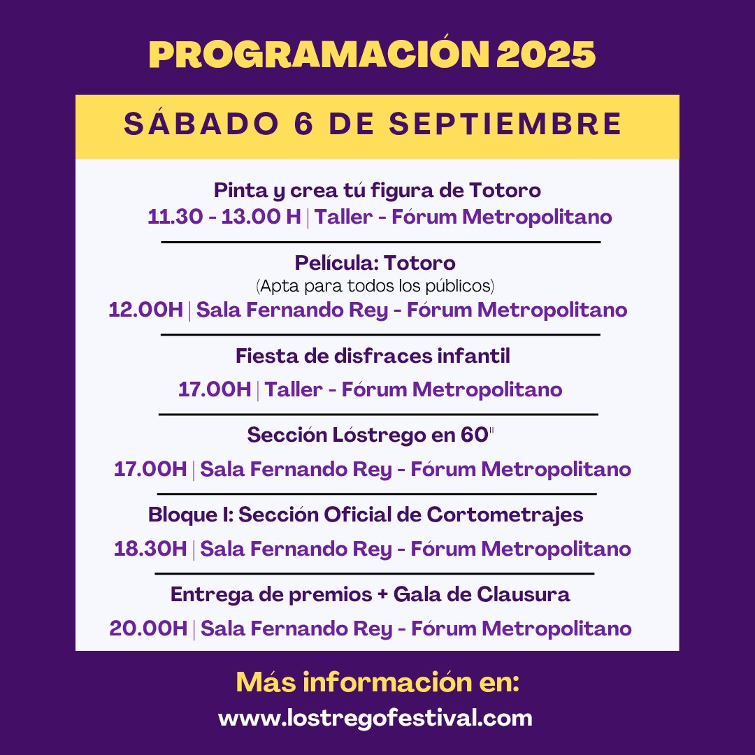 🎬⚡ Xa temos a programación oficial da I Edición de Lóstrego Festival!
📅 3–6 setembro 2025
📍 Fórum Metropolitano, A Coruña

🎟️ Actividades GRATIS: cinema fantástico, charlas, curtas e longas.

Descúbreo todo en 👉 lostregofestival.com
¡Vén e vive o #Fantaterror! 🖤🦇