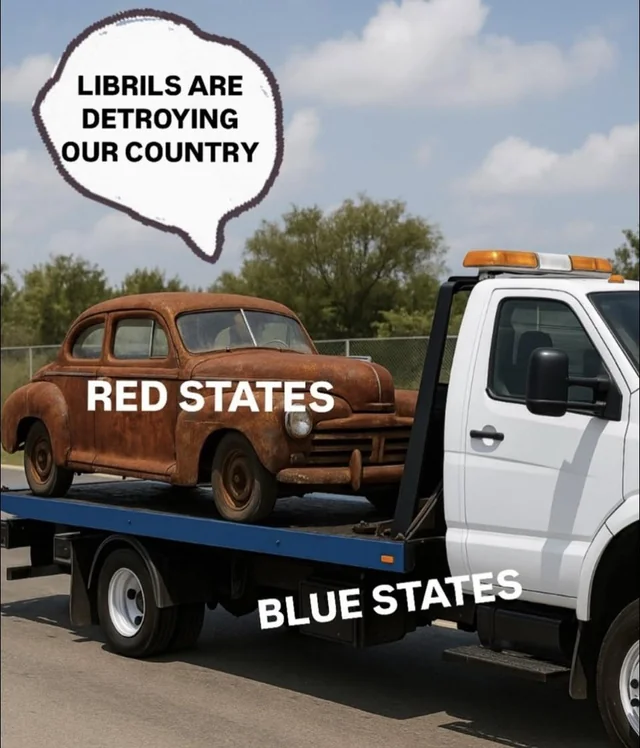 YourAnonNews's tweet photo. Liberals are destroying the country by constantly carrying red states and their welfare programs.  It's time to stop helping red states. https://t.co/wkPcDbr4NR