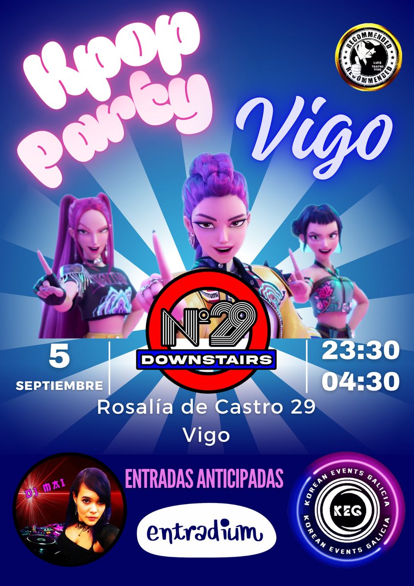 Ven a disfrutar con nosotr@s la próxima Kpop Party Vigo antes de la vuelta de las vacaciones.
#KPOPDEMONHUNTERS #KPOP #kpopparty #Party #BTS #StrayKids #ATEEZ
