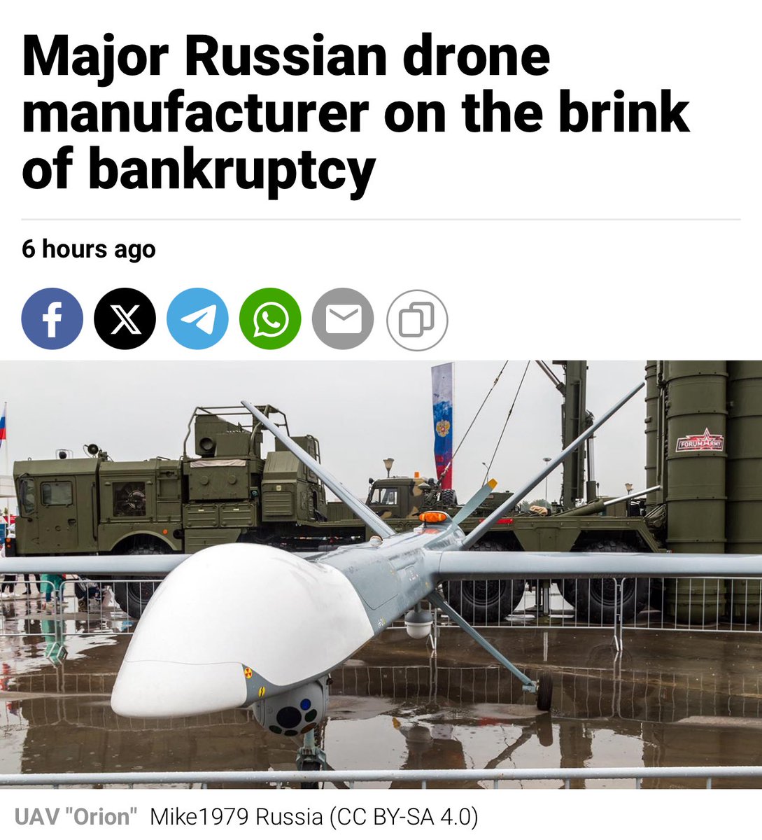 ‼️ Russia: “Major Russian drone manufacturer on the brink of bankruptcy”

👉 JSC Kronstadt

In the middle of a drone war? 😂

moscowtimes.ru/2025/08/21/kru…