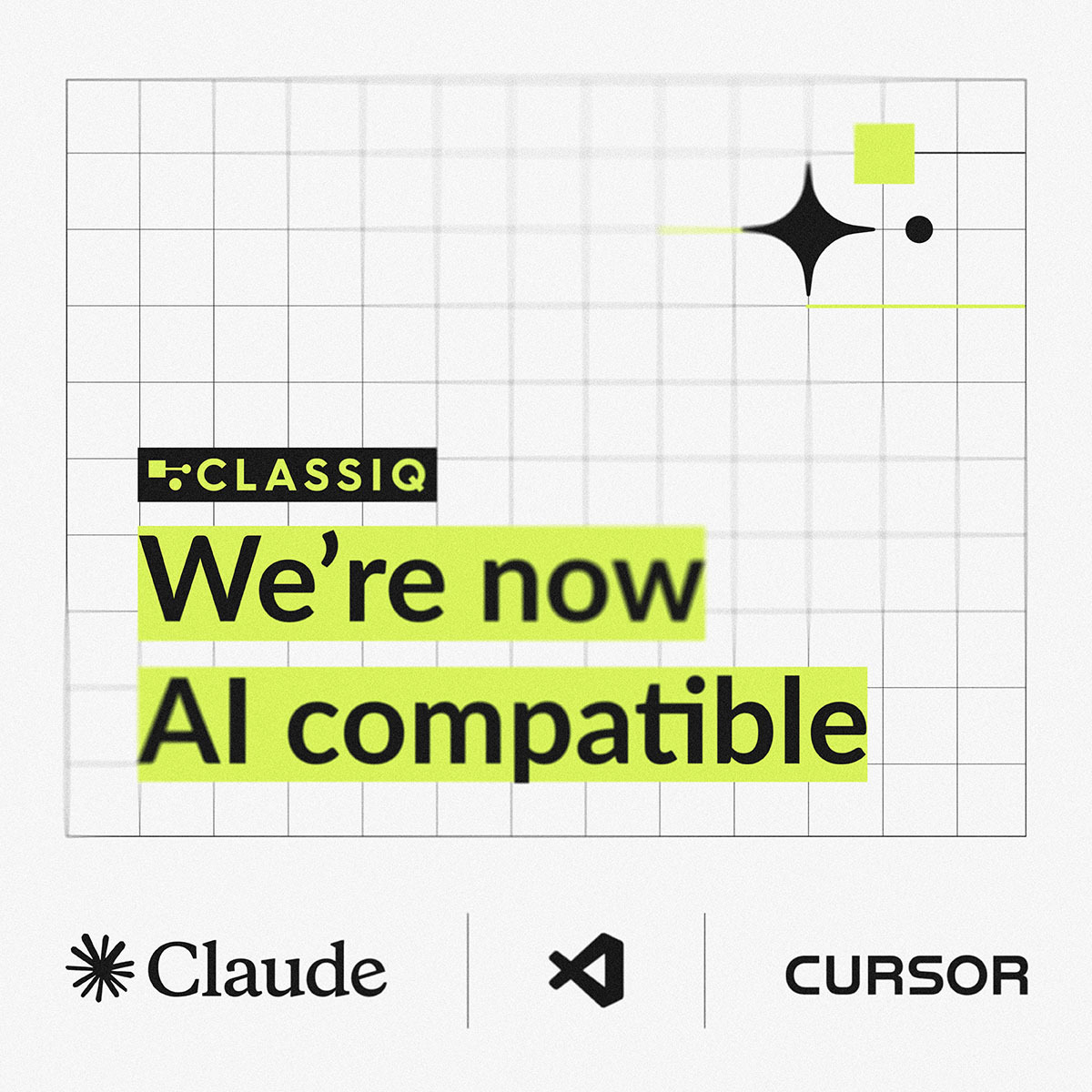 Classiq is now AI compatible

Classiq Library and SDK are fully compatible with AI agents, allowing them to carry out quantum development directly within integrated development environments.
This enables seamless use in AI-first IDEs such as Cursor, as well as in VSCode with AI