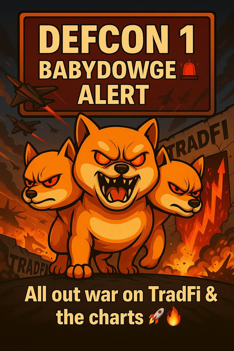 BengDathan's tweet photo. ⚡️DEFCON 1 ACTIVATED⚡️

@BabyDOWGE is going ALL OUT WAR 💥🔥
The mission is clear: take down the Russell 2000 and dominate the charts 🚀💪🐾

This isn’t a meme anymore… it’s a takeover. 🐶👑

#BabyDowge @DJI6930 #MemeCoinTakeover #DEFCON1 #Russell2000 #CryptoWar #DeFi #TradFiVsDeFi #Altcoins #MoonMission #CryptoRevolution #BabyDowgeArmy