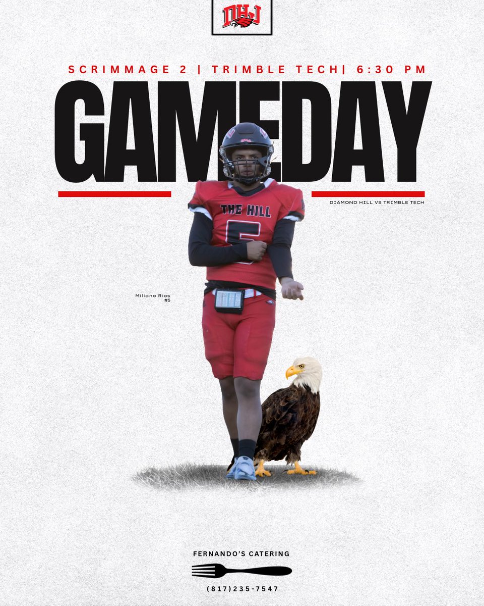 It’s Game Day!!! Your Eagles travel to Trimble Tech High School to take on the Bulldogs! JV kicks off at 6:30. Varsity kicks off at 7:30! 

This weeks Game Day sponsor is Fernando Raga with Fernando’s Catering! Read their short bio below: 

#WeAreDiamondHill🦅