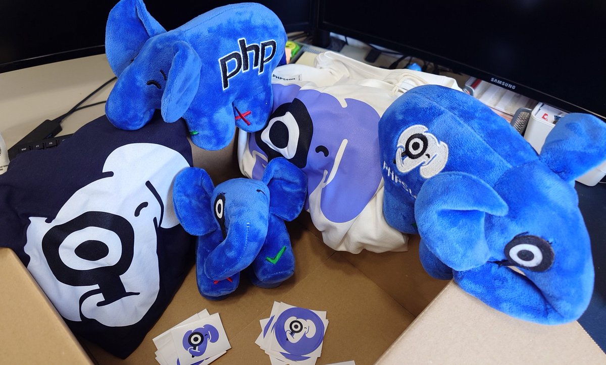 zeratul221b's tweet image. Yeay my @PHPStan #elephpants plus shirts finally arrived and they brought stickers with them aswell.
Thank you so much @OndrejMirtes for PHPStan, such a precious tool and thanks for this incredible merch sale.
🐘❤️ #elephpant #php #phpstan