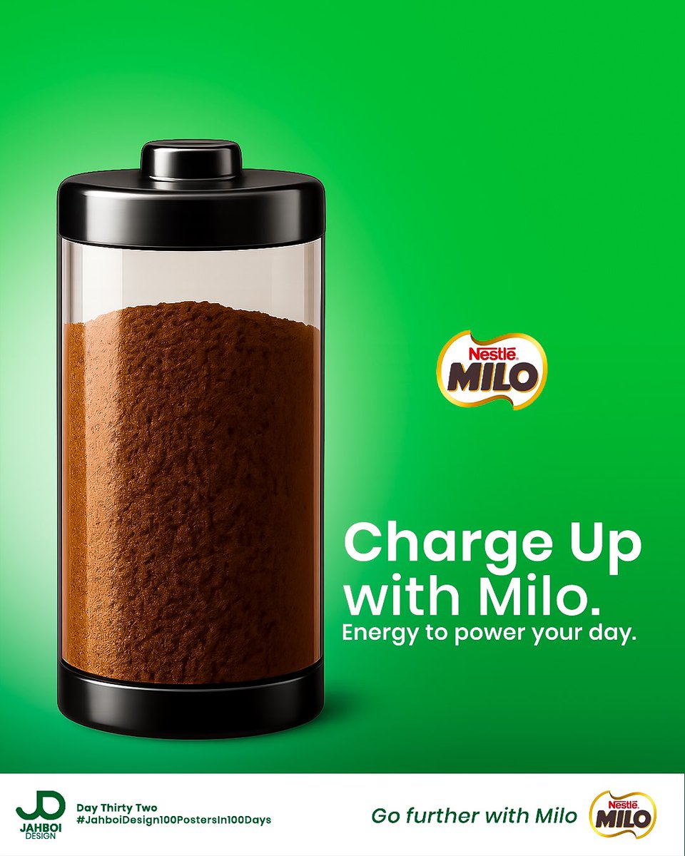 jahboidesign's tweet photo. Day 32/100 Poster Ad for Milo V2
Charge up with Milo ⚡🥤
Energy to power your day and keep you going stronger, longer.
@Nestle @TheXEffect_ #JahboiDesign100PostersIn100Days #PosterDesign #PosterAd https://t.co/ci7GxcUhrB