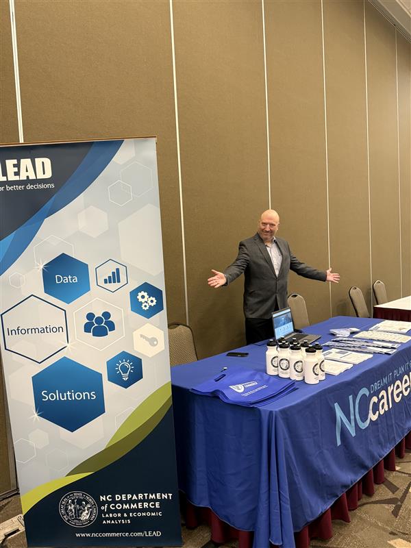 LeadNC's tweet photo. Our team is exhibiting at the @NCChamber Education & Workforce Conference sharing information about OWES, QCEW, and NCcareers. Come stop by and say hi! #WorkReadyNC https://t.co/6Pd5yGZYlZ