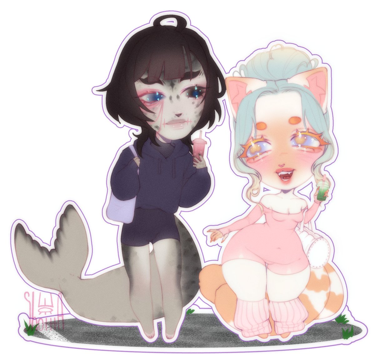 shottta_kun's tweet photo. I'm trying to draw chibi............. Malicia with her friend Chifuyu @FCifuu69660 
#artwork #digital #digitalart #art #Anthro #anthroart #furryart #furry #ocart https://t.co/zLduhweCT3