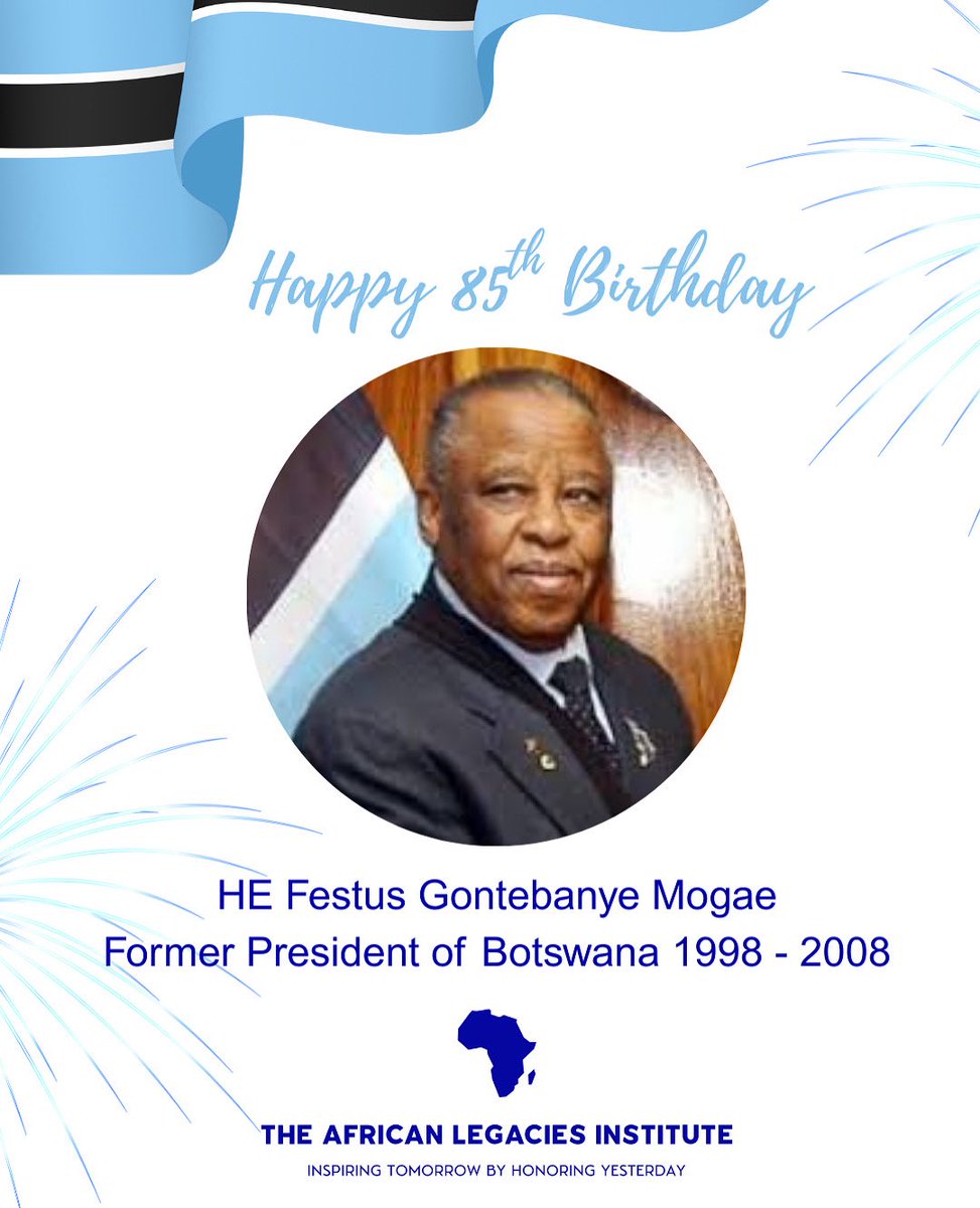 AfricanLgacies's tweet photo. 🎉 Happy 85th Birthday to H.E. Festus Gontebanye Mogae, former President of Botswana! 🇧🇼 A true statesman whose legacy spans good governance, economic integrity &amp; courageous leadership in the face of HIV/AIDS. We honor a life of service &amp; impact. #AfricanLegacies #FestusMogae https://t.co/pag35XDYYG