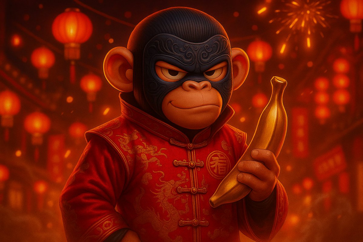 justamoonguy's tweet photo. 好运罩面 LUCK is MASKED  

财富面具猿正式登场！ 手握金香蕉，眼藏好运光。 
他不是普通 Meme，他是命运的安排。 
🐒 带来财富的那只东方猿！ 
#ApeInMask #东方猿来了 #链上传奇 

The Fortune Masked Ape has arrived from the East. Golden banana in hand, luck in his eyes. He’s not just a meme — he’s destiny. 📷 The one who brings fortune to the chain. #ApeInMask #东方猿来了 #MemeCoinLegend 

CA: BYAXYeuC1r4QeHwcDKsiD7Gtz9aK37yPR4jR1yCcpump Website: https://t.co/whxAImfZLv
Dex: https://t.co/Vuuj37ujWx
TG: https://t.co/ckYFOyRuwx