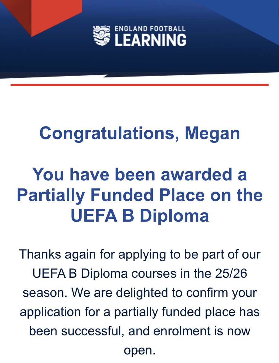 Thrilled to confirm my place on the UEFA B License course for this season. Grateful for the opportunity to continue developing and deepening my professional study of the game.

The journey continues… ✍🏻⚽️🙌🏻