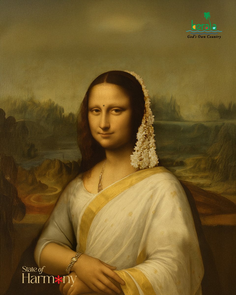 Timeless. Graceful. Iconic.
The Kerala kasavu saree.

#Meme #Monalisa #OnamDestination #OnamFestKerala #LandOfHarmony #Onam #OnamBeyondBorders #FestivalofEquality #KeralaTourism