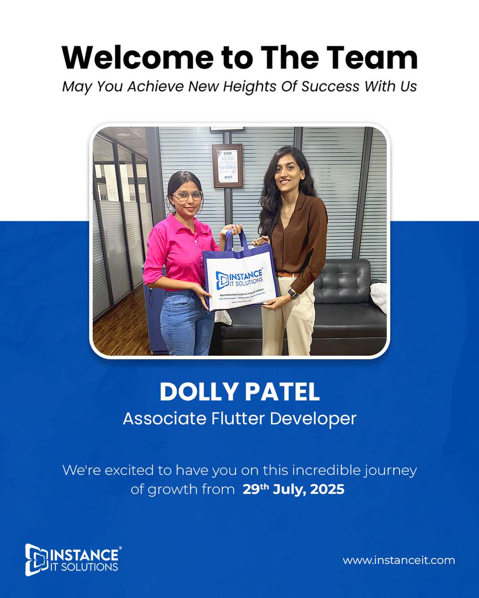instance_it's tweet image. We’re excited to welcome three amazing professionals who are ready to bring fresh perspectives, skills, and passion to our team. Together, they strengthen our mission of building impactful digital solutions. 💡✨
Join us in giving them a warm welcome! 💙

#InstanceITSolutions