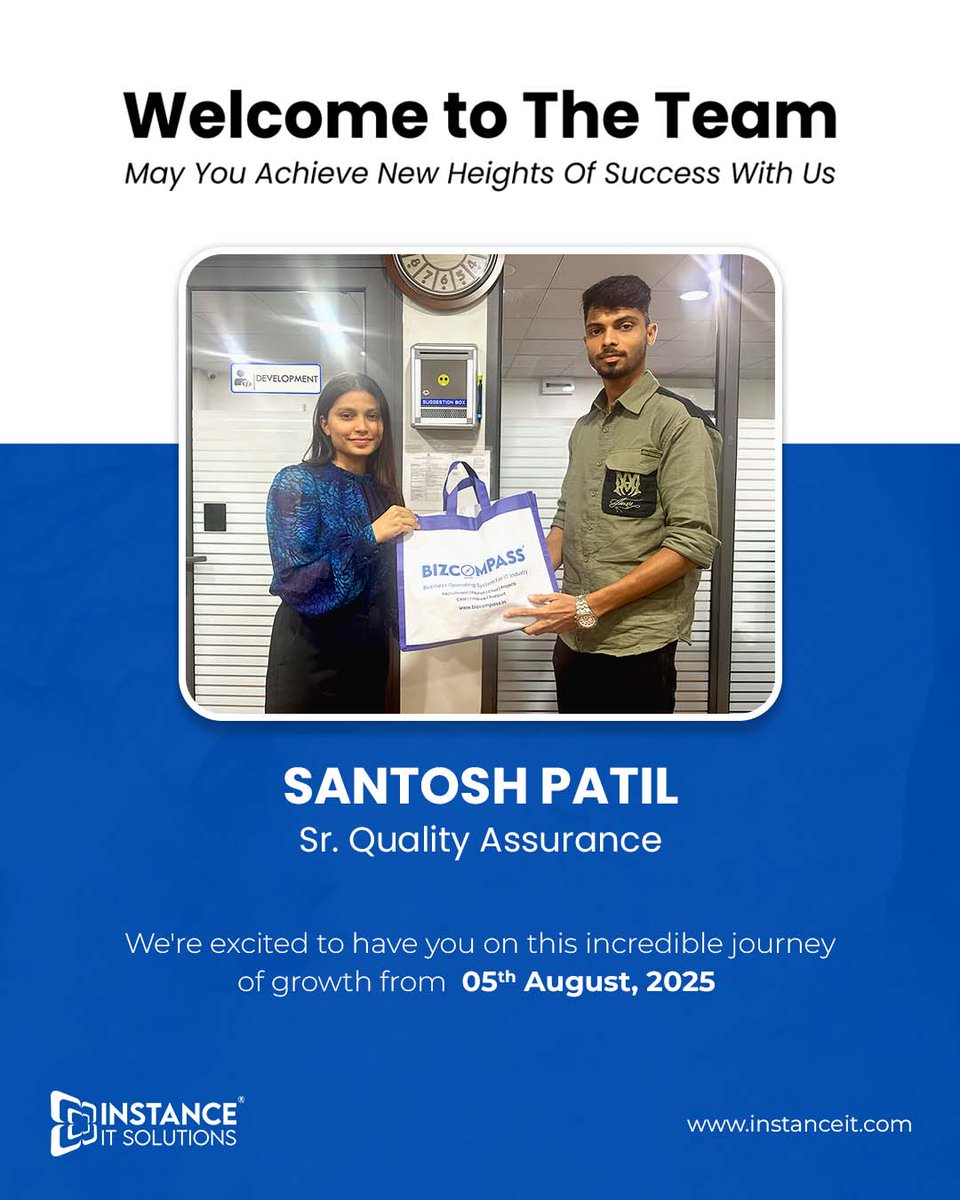 instance_it's tweet image. We’re excited to welcome three amazing professionals who are ready to bring fresh perspectives, skills, and passion to our team. Together, they strengthen our mission of building impactful digital solutions. 💡✨
Join us in giving them a warm welcome! 💙

#InstanceITSolutions