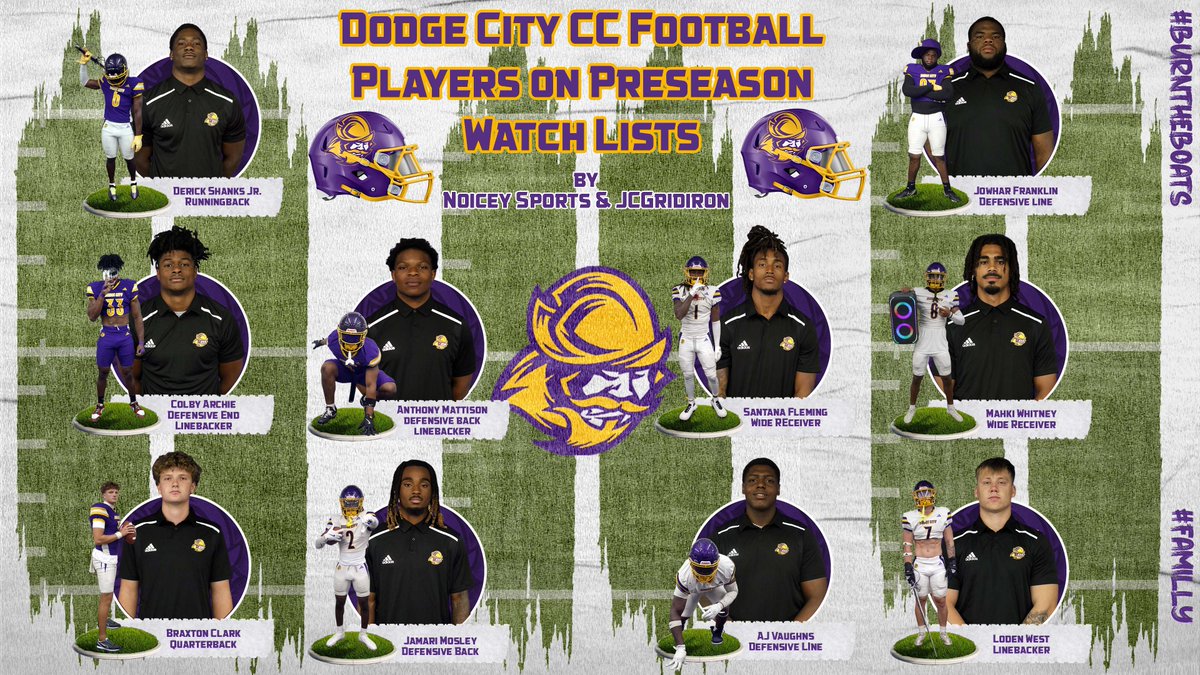 Dodge City CC Conquistadors (@goconqs) on Twitter photo 🏈Football | #GoConqs
🔟<a href="/GoConqsFB/">Dodge City Football</a> players have been recognized with being named to preseason watch lists at their positions by Noiceysports &/or JCGridiron #BurnTheBoats
Conqs kickoff the season on Saturday, Aug. 23rd at Tyler 🏈Football | #GoConqs
🔟<a href="/GoConqsFB/">Dodge City Football</a> players have been recognized with being named to preseason watch lists at their positions by Noiceysports &/or JCGridiron #BurnTheBoats
Conqs kickoff the season on Saturday, Aug. 23rd at Tyler