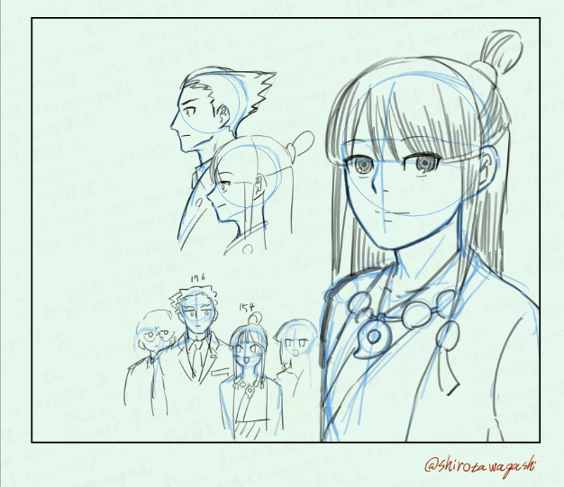 逆裁キャラなんか輪郭と目の描き方の癖が馴染むというか同じ感じがする 