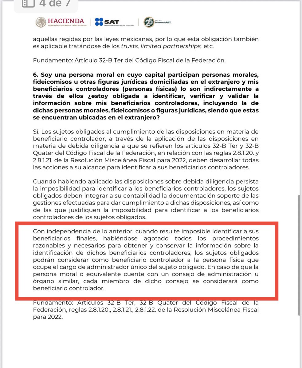LuisPadronV's tweet photo. 🚨 ALERTA FISCAL | Beneficiario Controlador

El SAT, en sus preguntas y respuestas frecuentes, precisó:

👉 Cuando no sea posible identificar al beneficiario controlador, deberá designarse como tal al administrador único, o en su caso, a cada integrante del consejo de administración.

#LaVozdelFiscalista