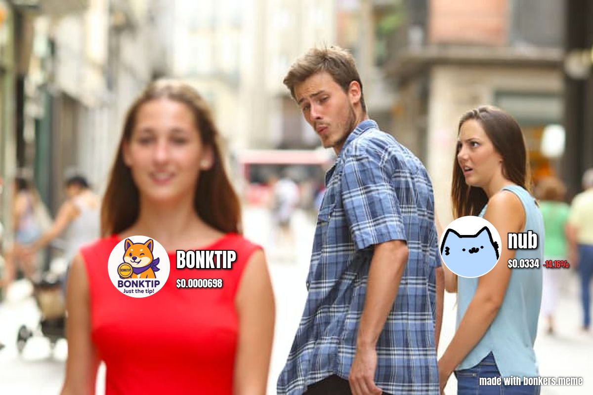 She said “Don’t you dare look at that tip.”
He said “It’s just the tip 😏”
#BONKTIP &gt; $nub
#solana #bonktip #degencoin