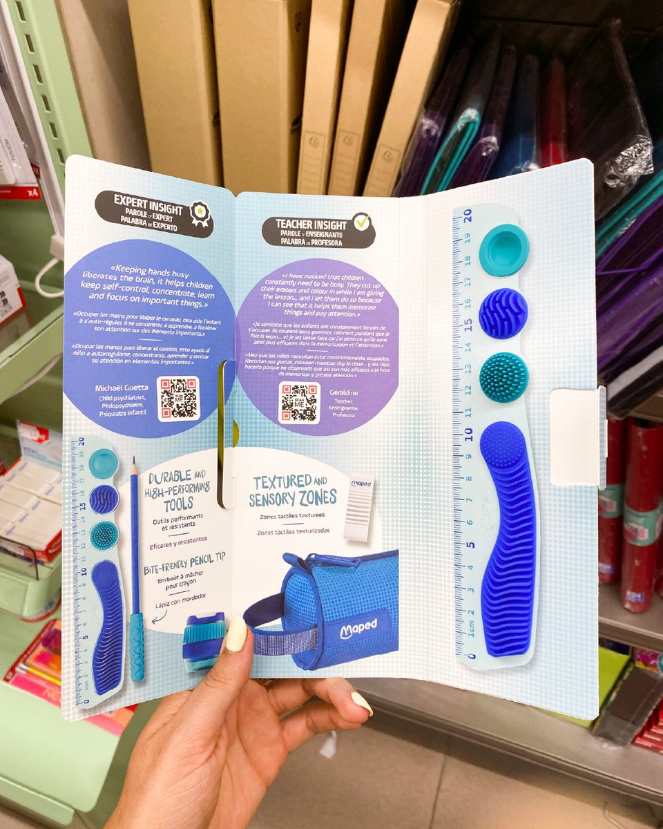 Kidy Learn Concentration de <a href="/MapedSpain/">Maped España</a> para peques que se distraen con facilidad 👇

5 piezas con texturas y elementos sensoriales que ayudan a concentrarse, reducir el estrés y aprender mejor
✔️ Sacapuntas, goma, 📏regla, ✏️lápiz y estuche

Disponible en Escala 😉