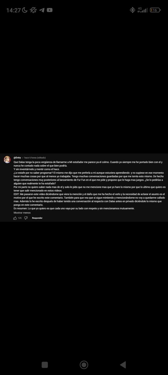 "dalas"
Su ex amigo y su ex socio de Fur Fun Doki fue acusado por Dalas de Estafador y ha dicho que le parece el colmo que Dalas le diga Estafador y que se está pensando en sacar cosas en las que supuestamente le deja como un mentiroso.
¿Tú que opinas?