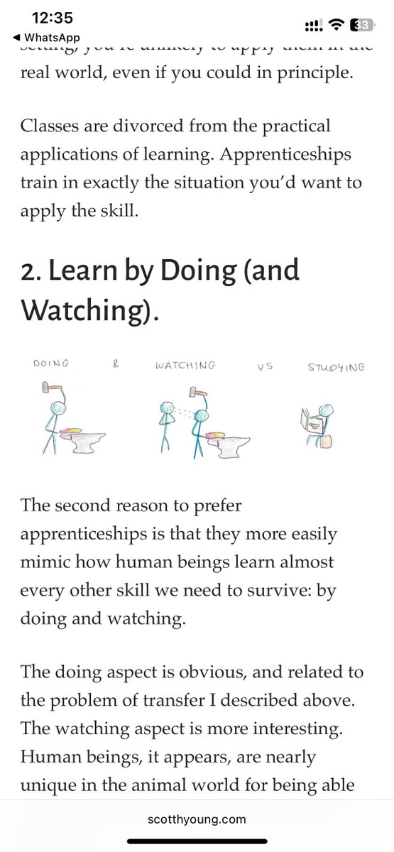 sarath_kumar6's tweet photo. What we got wrong about learning is that we learn more by doing than by reading. Imagine learning to ride a bicycle by reading a book on parts of a cycle. 

Do first and read after = peak curiosity and interest. 

More about this by Scott young : https://t.co/TGQSTnpHpD https://t.co/keiT1506ib