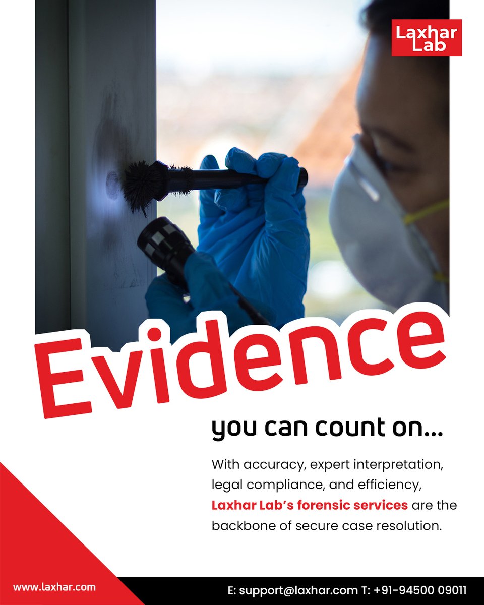 laxharlabs's tweet image. 🔎 Trust Laxhar Lab’s forensic services for
✔️ Accurate evidence analysis
✔️ Expert forensic solutions
✔️ Legal compliance you can rely on
#ForensicLab #EvidenceAnalysis #LaxharLab #ForensicServices