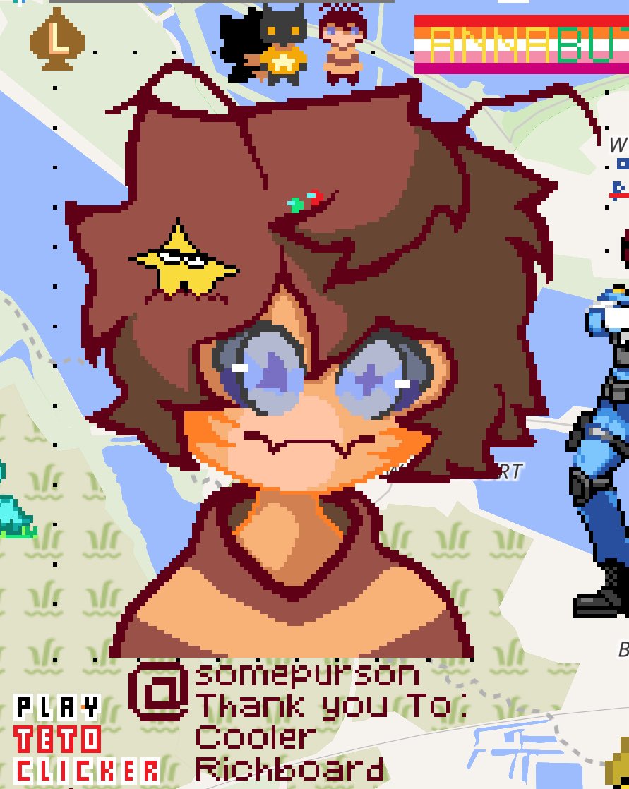 Somepurson's tweet photo. made my somewhat lil guy in wplace with a bit of help :33
they very cool yis yis :33

#wplace #art #pixelart #furryartwork https://t.co/URNWeHkGyv
