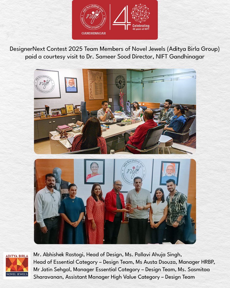 DesignerNext Contest 2025 – Team members of Novel Jewels (Aditya Birla Group) paid a courtesy visit.