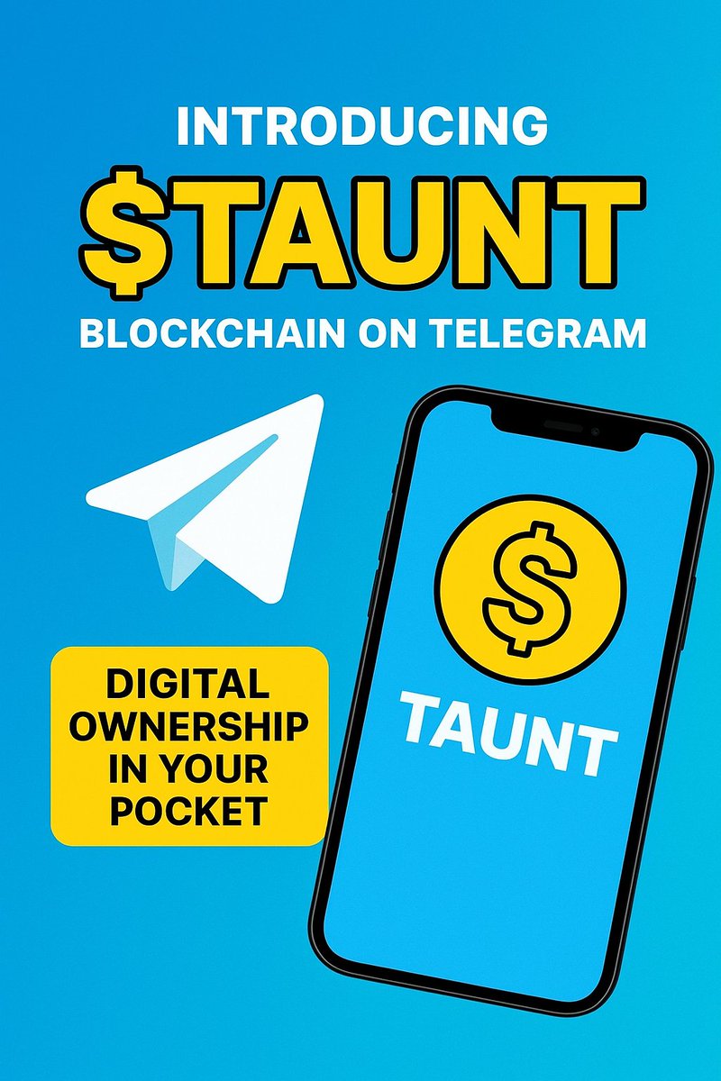 Hamza_st0's tweet image. Follow @TAUNT (or your official handle), join the ecosystem, and be part of the Web3 revolution where Telegram = your Web3 hub.

Because the next big thing in crypto isn’t coming to you.
It’s already in your pocket. 💥

#TAUNT #Web3 #TelegramBlockchain